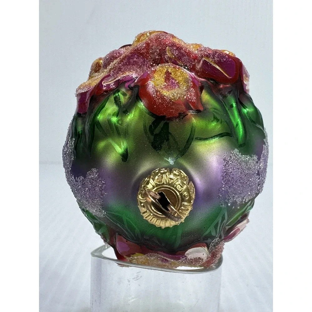VTG Christopher Radko Egg Blossom Glass Handpainted Easter Ornament Flowers 4